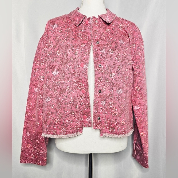 Isaac Mizrahi Pink Paisley Relaxed Fit Shacket Size XL - Picture 2 of 6